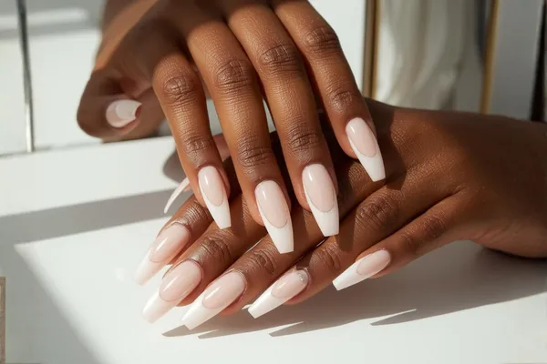 Hands showing a new set of acrylic nails