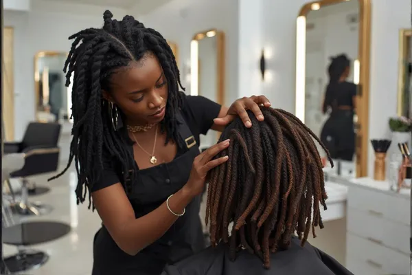 Dreadlocks being re-touched at the root